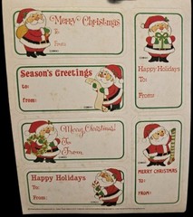Vintage Sticker Lot Christmas Tags 6 Sheets AGC,Gibson Hallmark, Footrot Flat