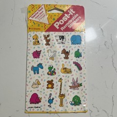 Vintage NOS 3M Stickers 1989 Animals Dog Pig Reindeer Turtle Cow Duck Elephant