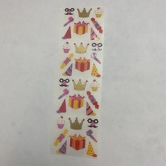 Mrs Grossman’s VtgStickers Birthday Party Stuff Hat Crown Horn Presents-1 Sheet