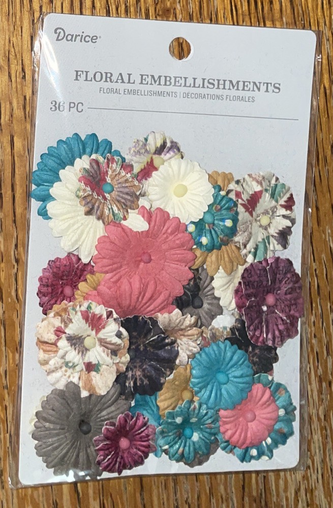 NEW Darice Button Daisy Floral Flowers Embellishment: Printed Mix Paterns 36 pcs