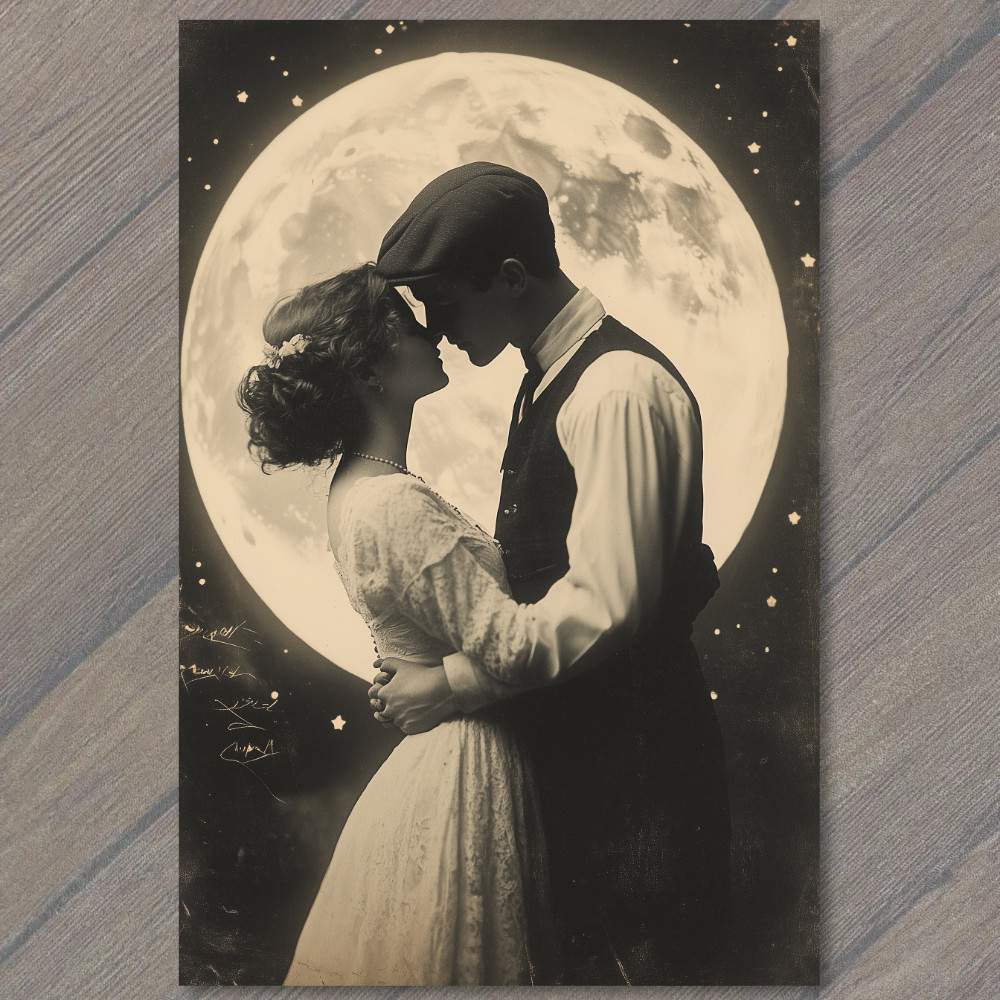 STICKER Moonlit Embrace Couple Classic Love Nostalgic Starry Night Romantic