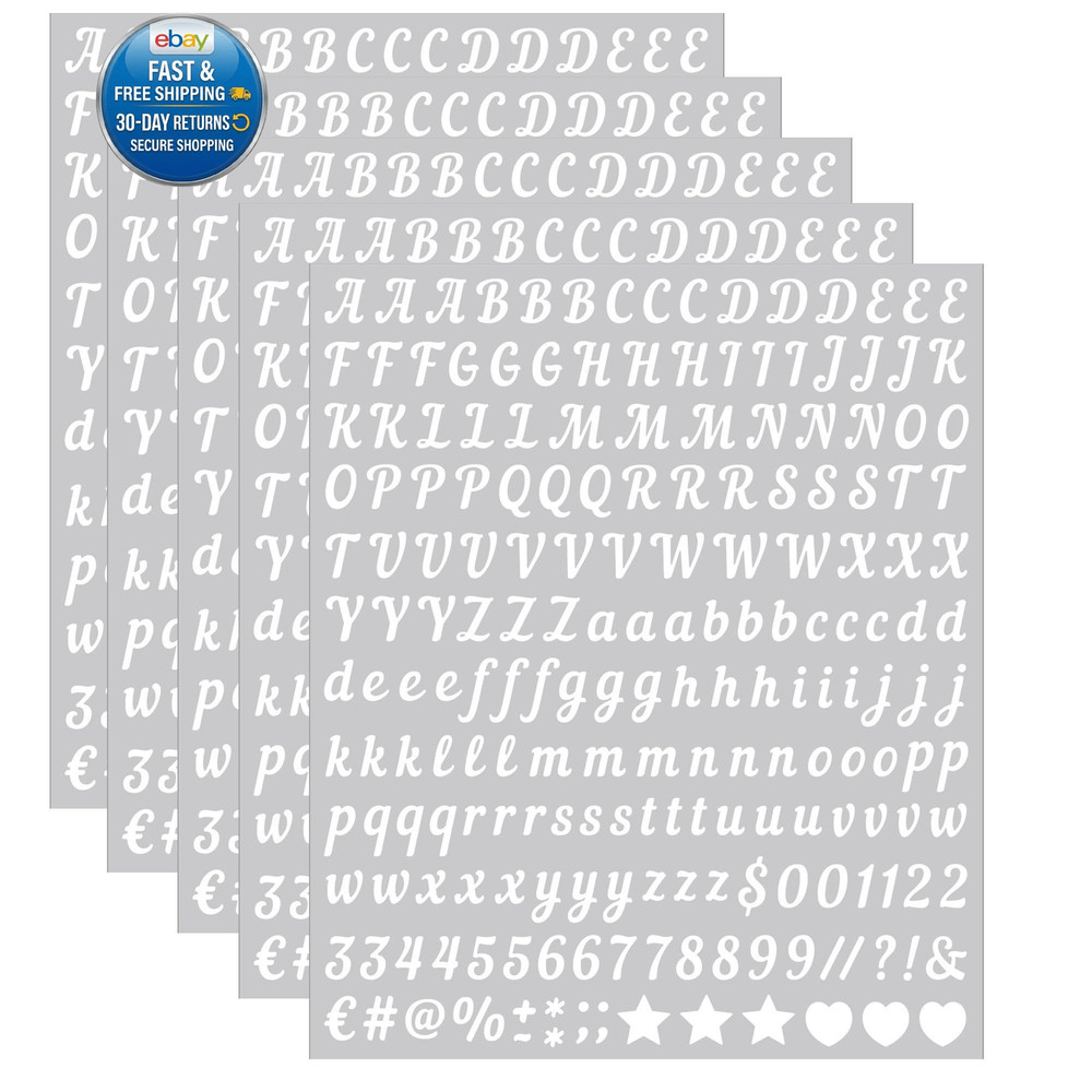 0.5 inch Small Letter Sticker, White Vinyl Self Adhesive inch,