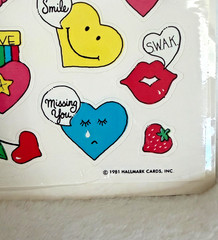 New Sealed VTG 1981 Hallmark Heart Shaped Fruit Clover Rainbow Note + Stickers
