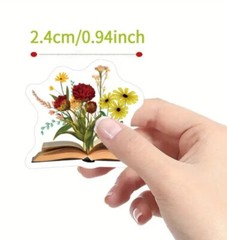 500 pc Sticker Seal Roll Flower Book Floral Reading Semi Gloss Self Adhesive NEW