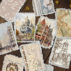 300 Pcs Vintage Washi Stickers Book | Ephemera Pack, 6 Theme Sets for Journaling