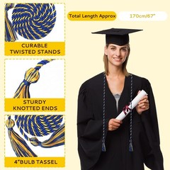 Graduation Cords 2025 Blue Gold 68 Inch Braided Tassel Honor Ropes
