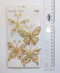 Gold Glitter Beaded Butterflies Scrapbook Craft Embellishments By Recollections