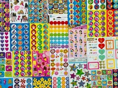 1079 Mxd Sticker Collection, Rainbow Stars Angel Kitty Dancing Bunny Panda Cub