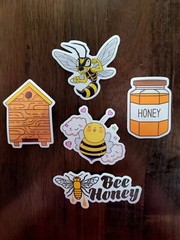 STICKERS x 5 Honey Bee Apiculture Beehive Cartoon Large Sticker BEE2