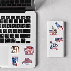 50Pcs 250th Anniversary Sticker USA 250 Years of Freedom White