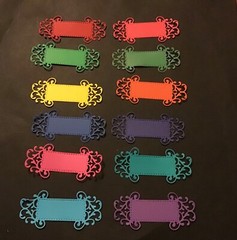 Book Plates / Labels die cut embellishments 8 pcs 1-1/2” x 3-1/4” choose color