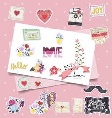 95 Pcs Vintage Love Die Cuts & Stickers – Heart-Themed Scrapbooking Supplies