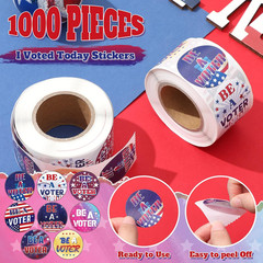 2 Rolls/ 1000 Pcs Be a Voter Stickers 1.5 Inch Vote Stickers White Red Blue roun