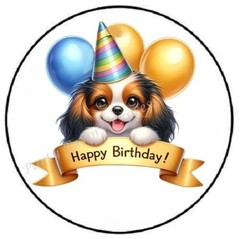 HAPPY BIRTHDAY KING CHARLES CAVALIER ENVELOPE SEALS LABELS STICKERS PARTY FAVORS