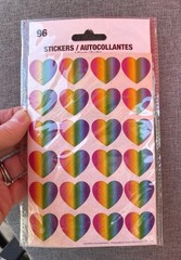 168 Rainbow & 96 Heart Stickers 4 Sheets Per Pack~3 NOS Sealed Packs