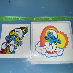 Vintage 1980s Smurfs Smurfy Sticker Set of 2