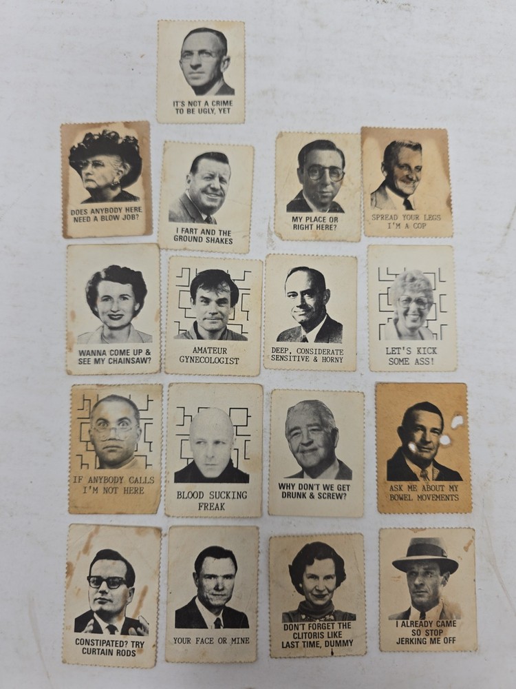 Vintage Adult Novelty Gag Sticker Stamp Seal Lot 17 Different 1960s 1970s Humor