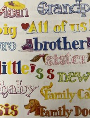 FAMILY WORDS Stickers (17pc)NRN Design•Mom•Dad•Grandma•Grandpa •Baby•Sister•Bro•