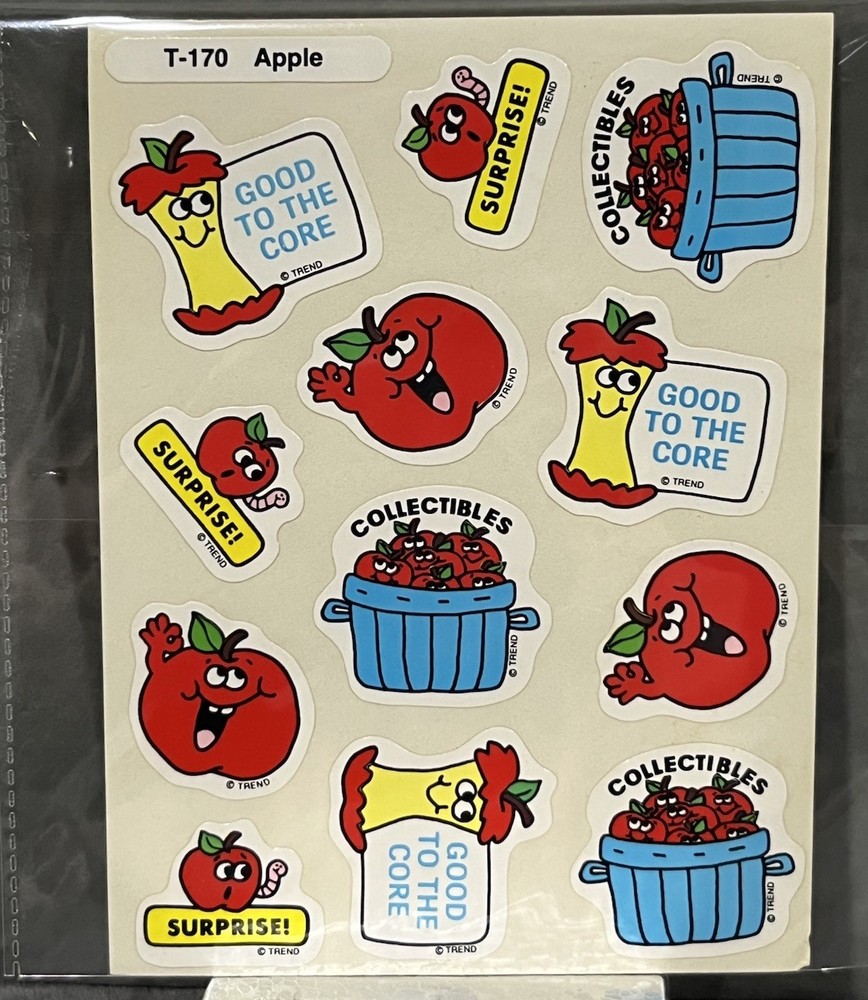 Rare Vintage Food Smell Stickers Scratch N And Sniff Teacher Apple Apples Basket
