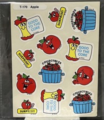 Rare Vintage Food Smell Stickers Scratch N And Sniff Teacher Apple Apples Basket
