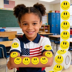 500 Pcs Yellow Smiley Face Stickers – 1 Inch Happy Face Stickers Round Roll Smil