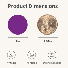 1″ Purple Dot Stickers 1050 PCS round Circle Stickers Colored Coding Labels