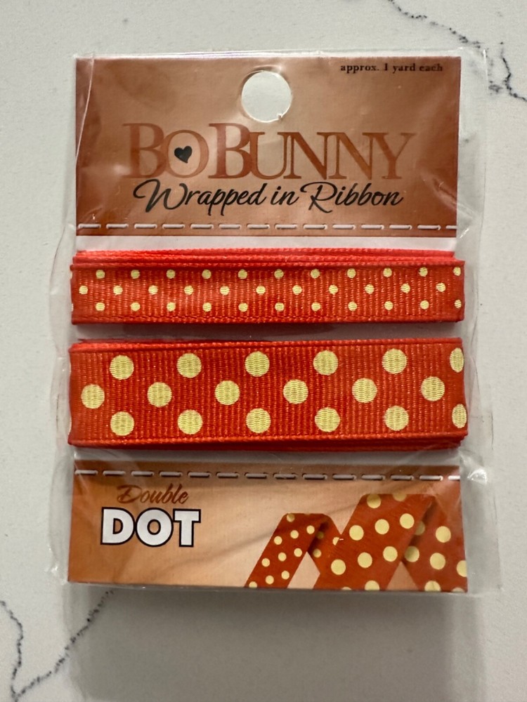 BoBunny Double Dot Burnt Orange Wrapped in Ribbon 1 Yd Each Scrapbooking Crafts