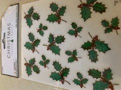 THE PAPER STUDIO STICKERS STICKABILITIES HOLLY WITH BERRIES 2 SHEETS 26PCS