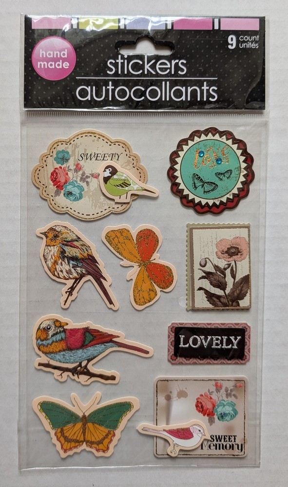 Birds Butterflies & Flowers Scrapbooking Stickers By Greenbrier International