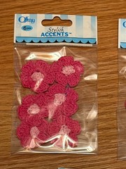 54 pcs (9 pks) Offray Stylish Accents Pink Mini Crochet Flowers 51189 Crafts NEW