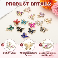 5Pcs Butterfly Rhinestone, Crystal Butterflies for Crafts, Ab Color