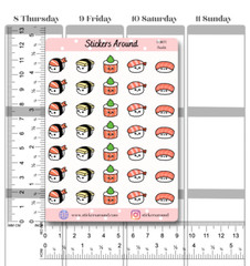 Cute Sushi Planner Sticker, Japanese Food Icon Sticker, Calendar and Journal