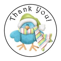 THANK YOU WINTER BIRD FAVOR LABELS ROUND STICKERS 2 SIZES AVAILABLE 1.2″ & 1.5″