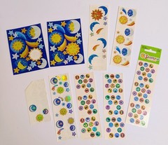 Vintage Sandylion Prismatic Foil Celestial Sun & Moon Zodiac Stickers