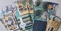 Scrapbooking Collection Huge Lot Vintage Fashion Theme Teal Peacock Paper Brads
