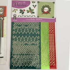 Hot Off The Press Christmas Card Toppers & Dazzles Holly Sticker Craft Lot New
