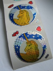 10 Vtg 80s UNICORN Foiled Prism Sticker Celestial Moon Star Heart Holographic 3″