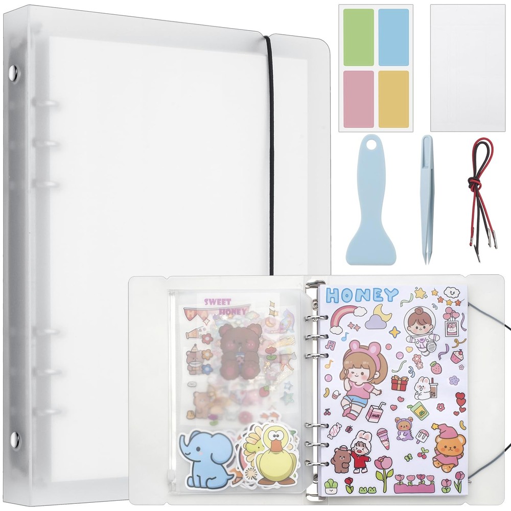 Reusable Sticker Book 100 Sheets Sticker Collecting Book with Pockets Stick