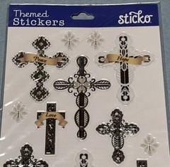EK Success Sticko 18 Pc Inspirational Words & Crosses Themed Stickers