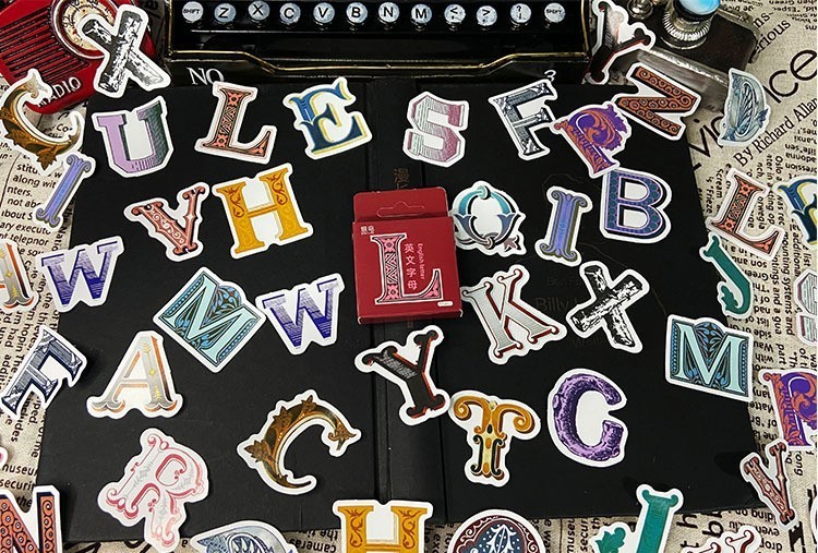 English Letter Stickers Pack, 45 pcs Sticker Set,Journal Stickers, Planner