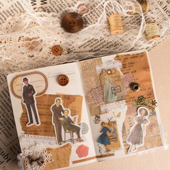 140Pcs Vintage Washi Stickers for Scrapbooking Supplies, People Scrapbook Sticke
