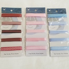 NEW Lot 3 Li’l Davis Designs Ribbon Gingham Polka Dot Solid Blue Pink Red -B