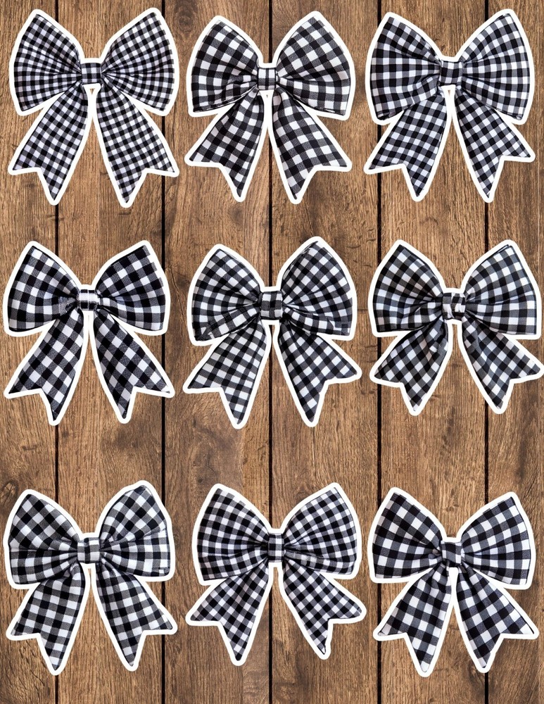 Black and White Bow Die Cut Vinyl Stickers Set Scrapbooking Laptop Waterbottle