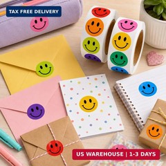 1000 Smiley Face Reward Stickers for Kids, 1 Inch Round Multicolor Happy Face St