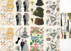 Vintage Frances Meyer FMI Stickers 9 Sheets / Variety / Wedding Fishing Baby
