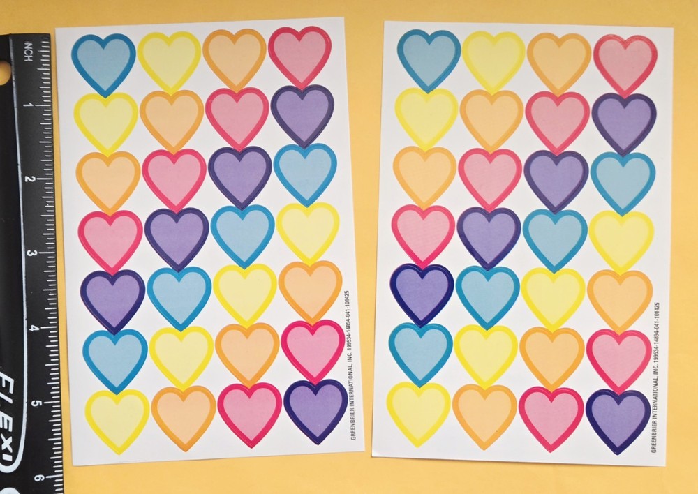 Heart/ Love Single Sticker Sheet. Lot Of 2