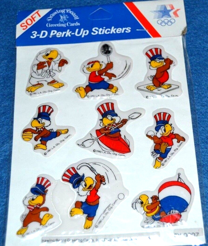 3-D Puffy Stickers Karate Rowing Tennis Wrestling NOS NIP Vintage 80’s Olympics