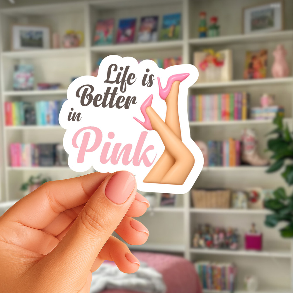 Girly pink sticker, Laptop Sticker, Waterproof Water Bottle Sticker, funny decal