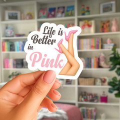 Girly pink sticker, Laptop Sticker, Waterproof Water Bottle Sticker, funny decal