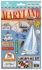 Crafts Stickers Dimensional Maryland Sailboat Chesapeake Ocean City Crab